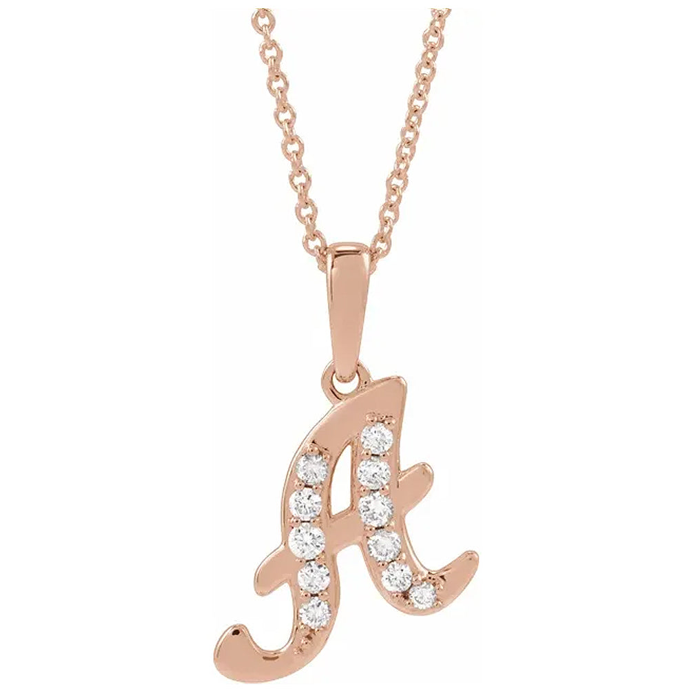 14K Gold Diamond Uppercase Initial Pendant Necklace
