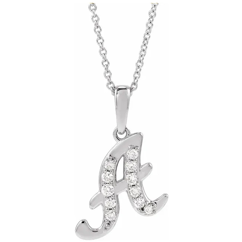 14K Gold Diamond Uppercase Initial Pendant Necklace