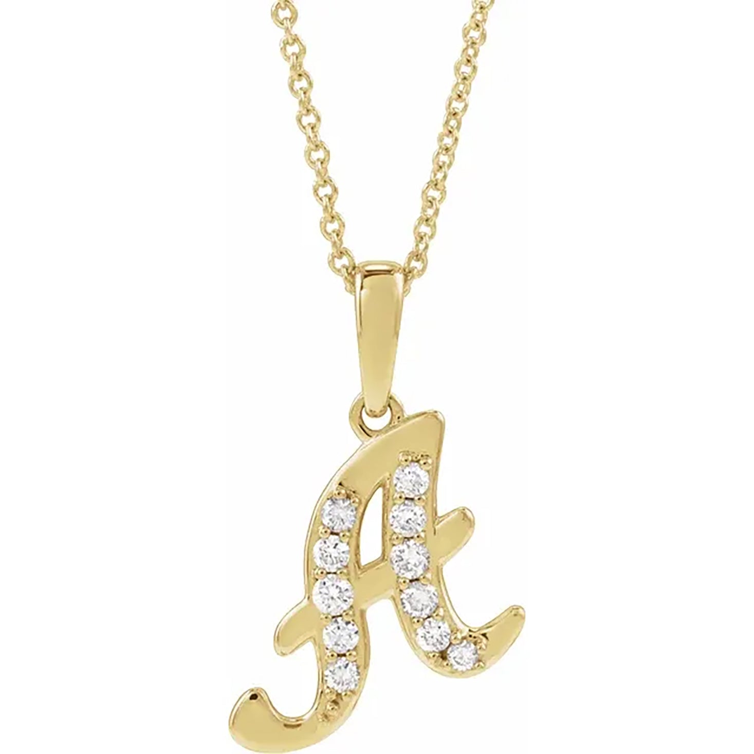 14K Gold Diamond Uppercase Initial Pendant Necklace