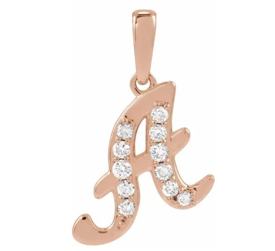 14K Gold Diamond Uppercase Initial Pendant Necklace