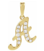 14K Gold Diamond Uppercase Initial Pendant Necklace