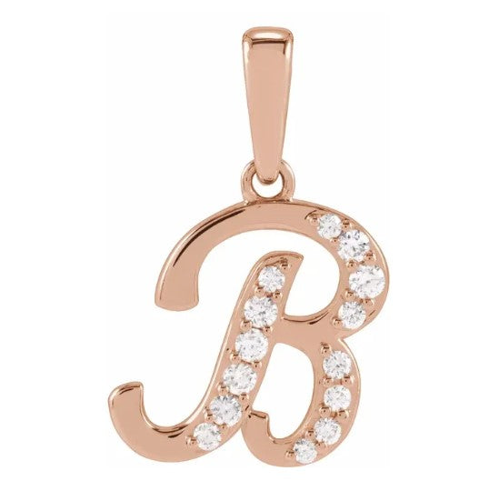 14K Gold Diamond Uppercase Initial Pendant Necklace