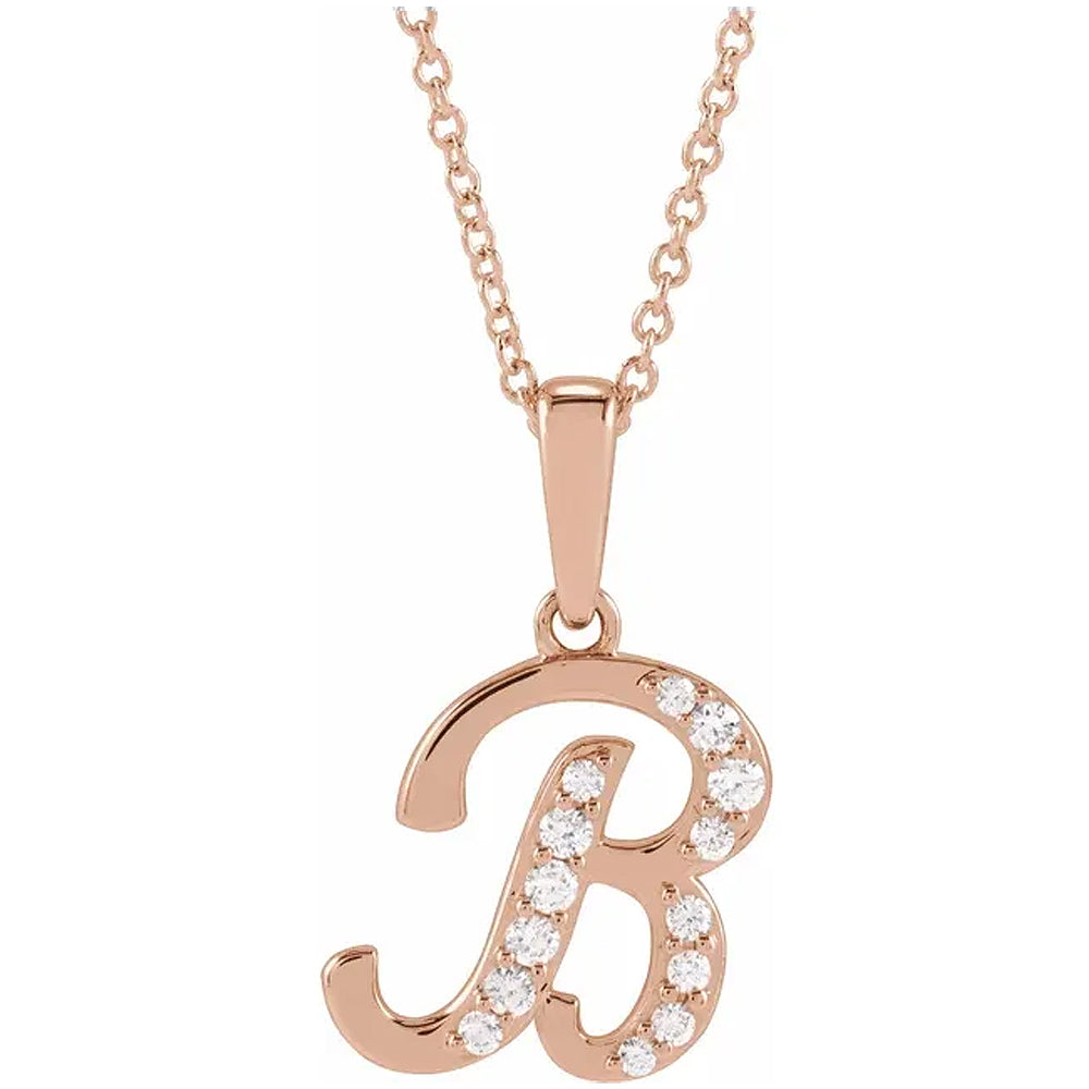 14K Gold Diamond Uppercase Initial Pendant Necklace