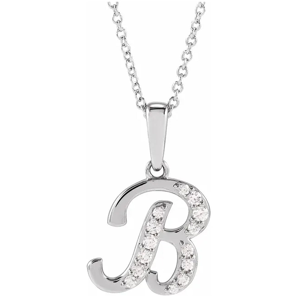 14K Gold Diamond Uppercase Initial Pendant Necklace