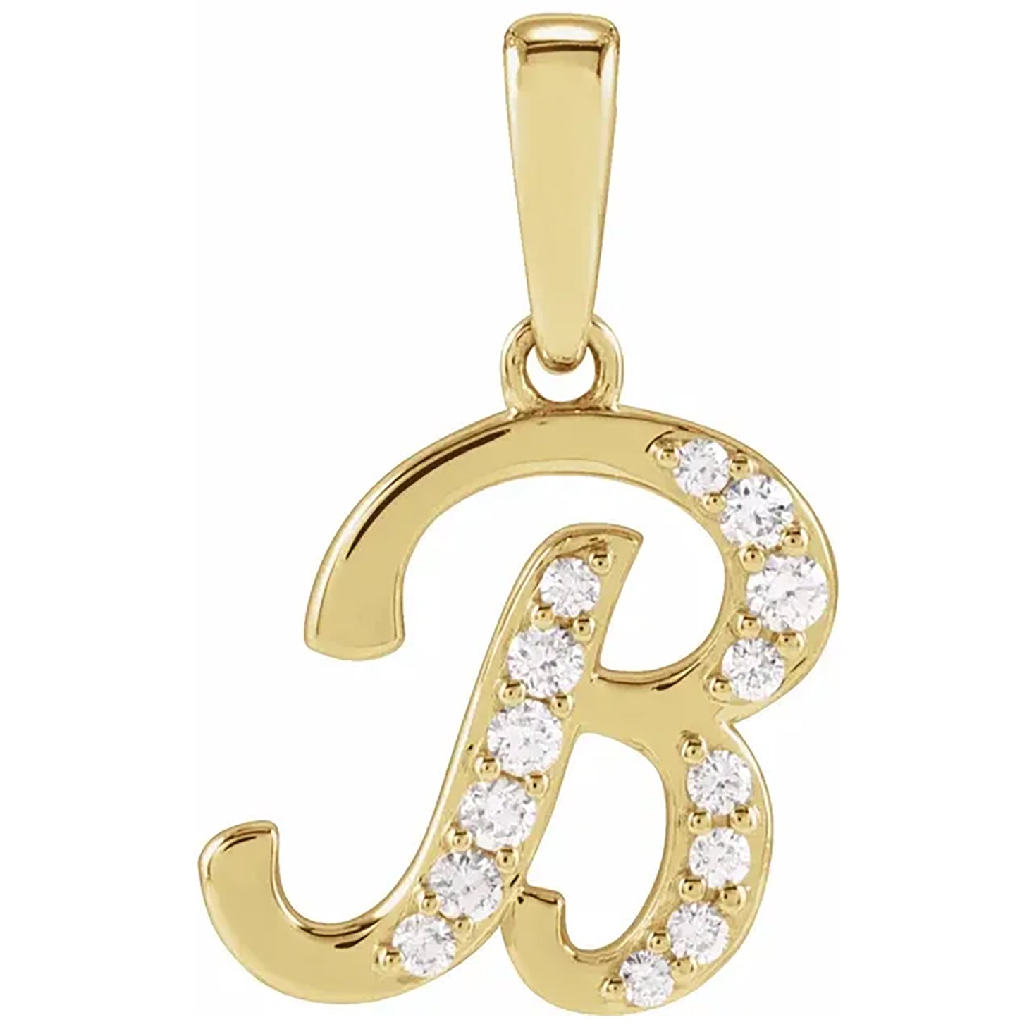 14K Gold Diamond Uppercase Initial Pendant Necklace