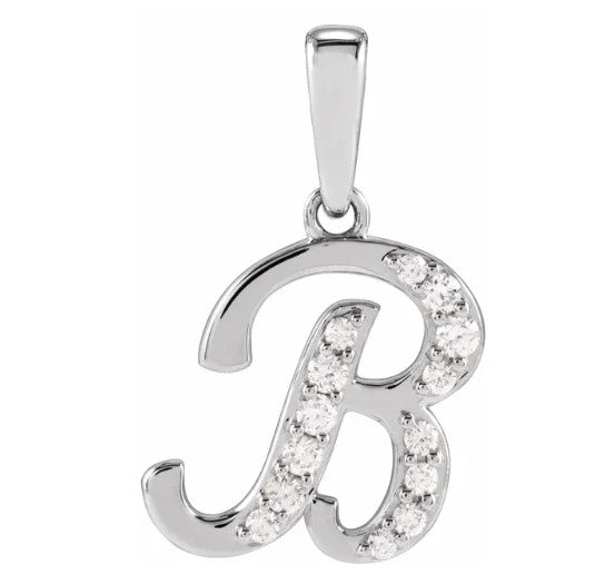 14K Gold Diamond Uppercase Initial Pendant Necklace