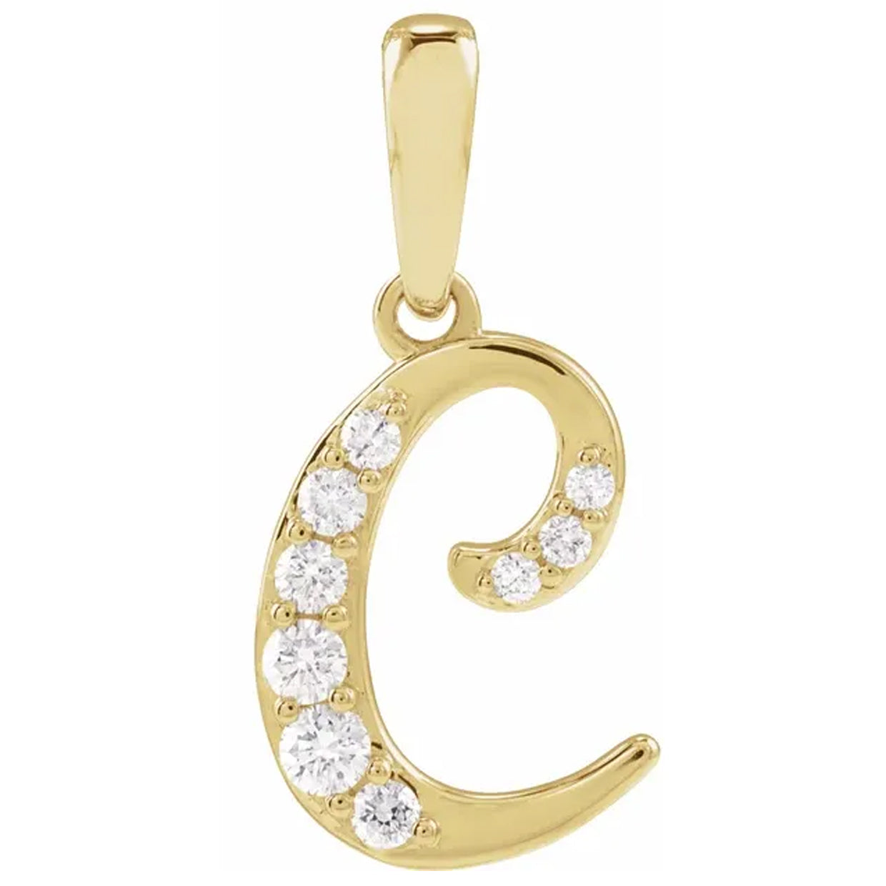 14K Gold Diamond Uppercase Initial Pendant Necklace