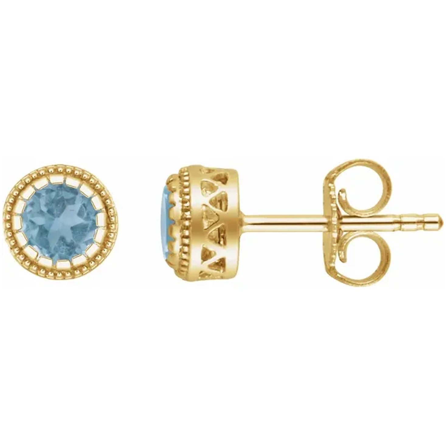 14K Gold Birthstone Stud Earrings