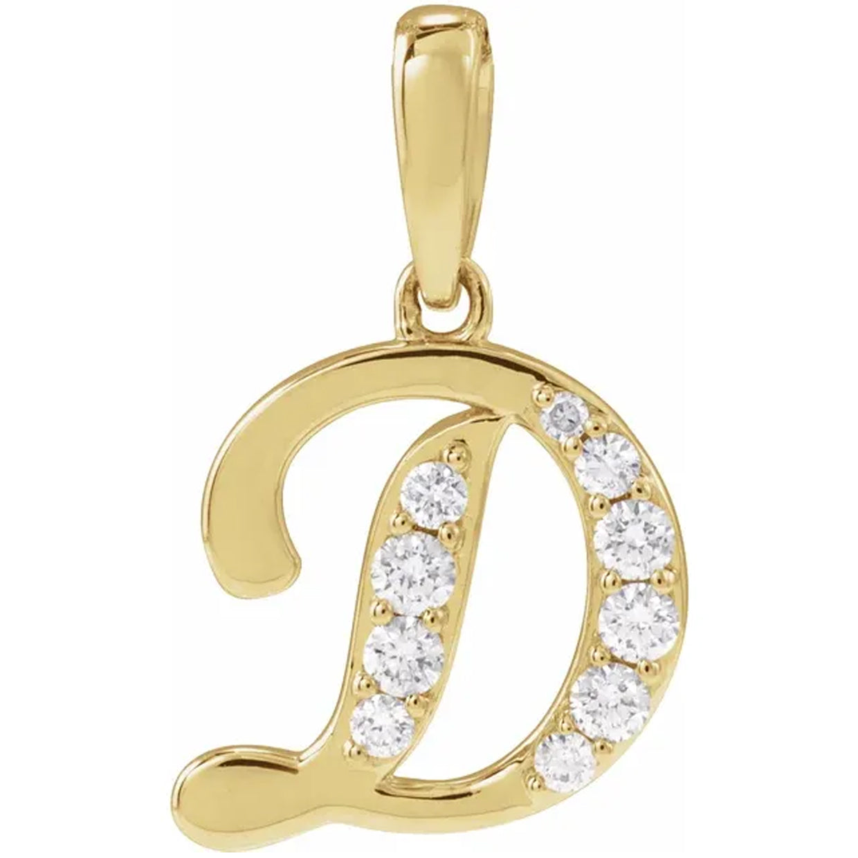 14K Gold Diamond Uppercase Initial Pendant Necklace