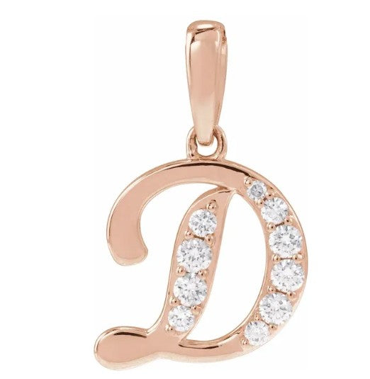 14K Gold Diamond Uppercase Initial Pendant Necklace