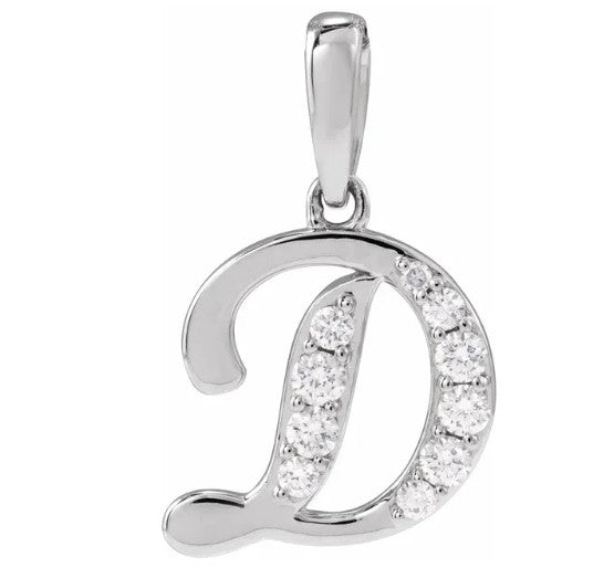 14K Gold Diamond Uppercase Initial Pendant Necklace