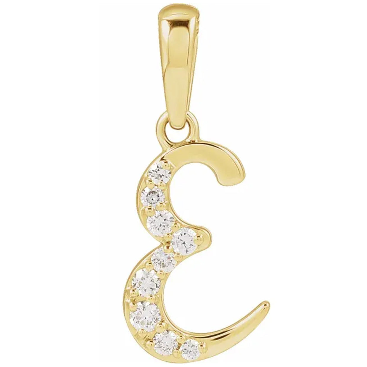 14K Gold Diamond Uppercase Initial Pendant Necklace