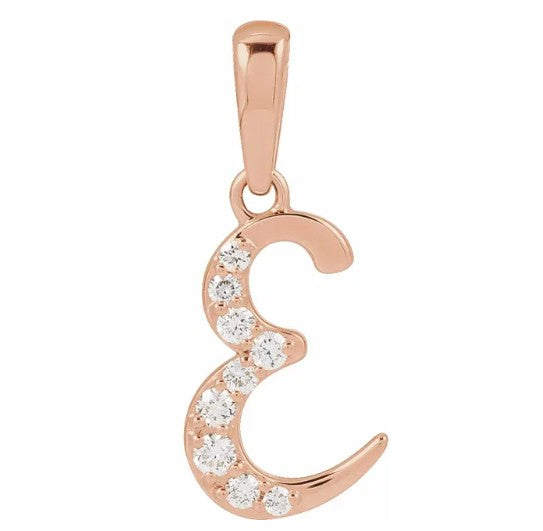 14K Gold Diamond Uppercase Initial Pendant Necklace