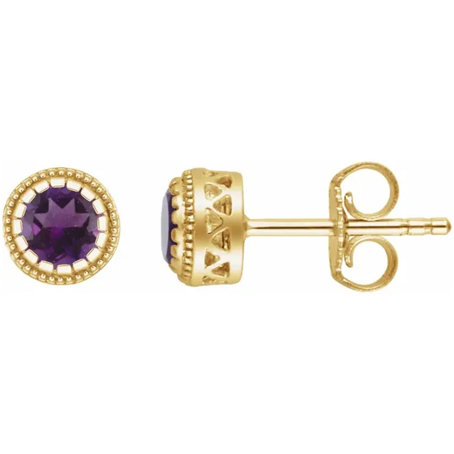 14K Gold Birthstone Stud Earrings