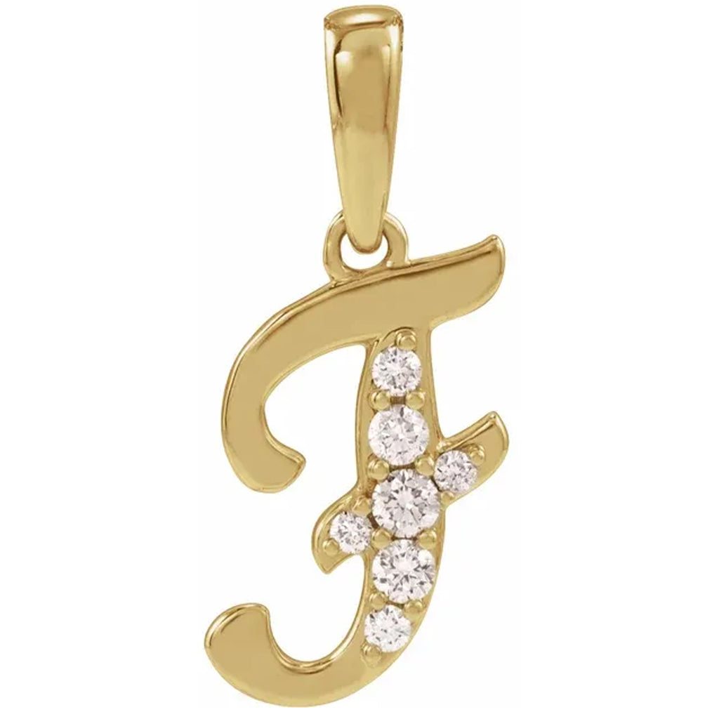 14K Gold Diamond Uppercase Initial Pendant Necklace