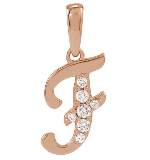 14K Gold Diamond Uppercase Initial Pendant Necklace