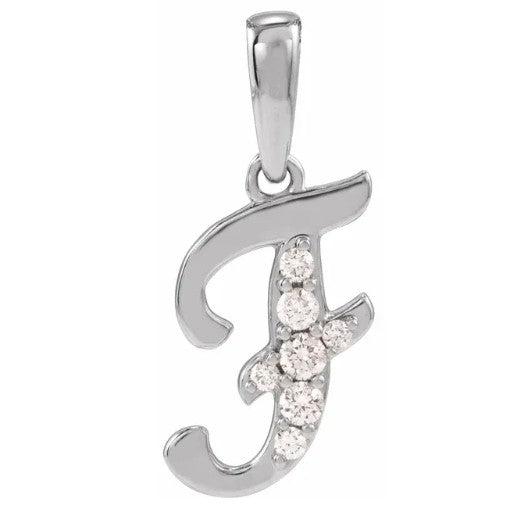 14K Gold Diamond Uppercase Initial Pendant Necklace