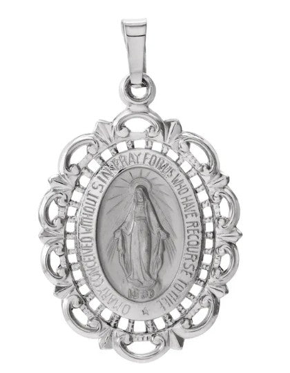 14K Gold Oval Filigree Miraculous Medal
