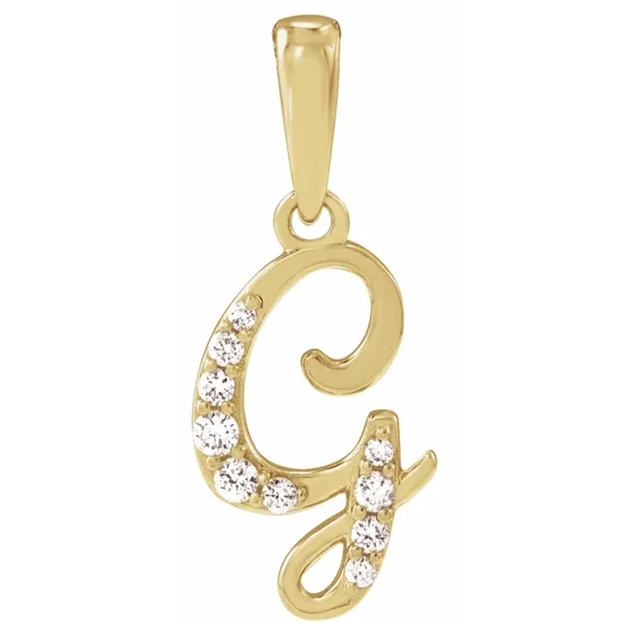 14K Gold Diamond Uppercase Initial Pendant Necklace