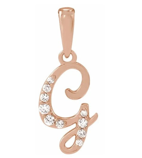 14K Gold Diamond Uppercase Initial Pendant Necklace