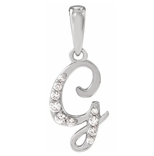 14K Gold Diamond Uppercase Initial Pendant Necklace