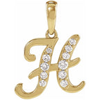 14K Gold Diamond Uppercase Initial Pendant Necklace