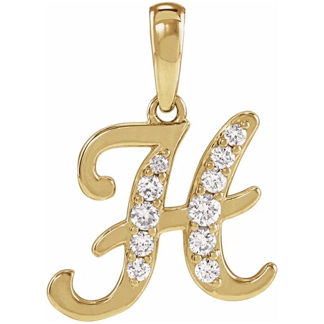 14K Gold Diamond Uppercase Initial Pendant Necklace