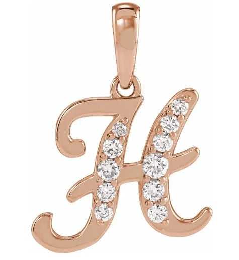 14K Gold Diamond Uppercase Initial Pendant Necklace