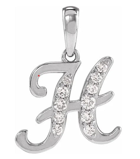 14K Gold Diamond Uppercase Initial Pendant Necklace