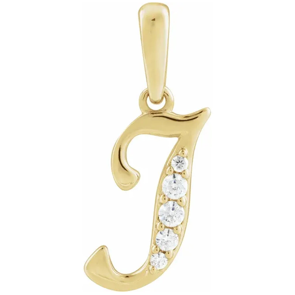 14K Gold Diamond Uppercase Initial Pendant Necklace