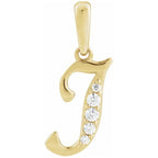 14K Gold Diamond Uppercase Initial Pendant Necklace