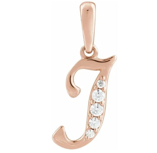 14K Gold Diamond Uppercase Initial Pendant Necklace