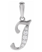 14K Gold Diamond Uppercase Initial Pendant Necklace