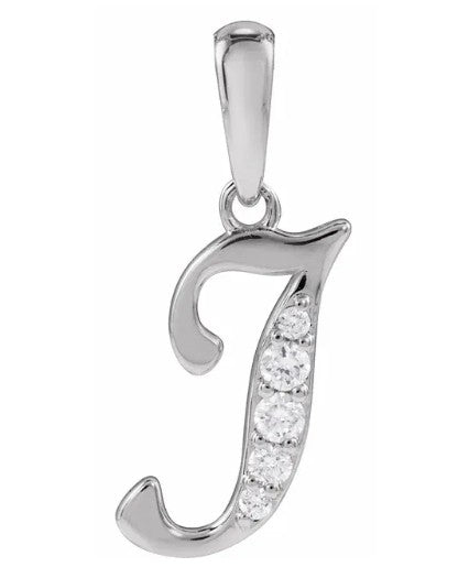 14K Gold Diamond Uppercase Initial Pendant Necklace