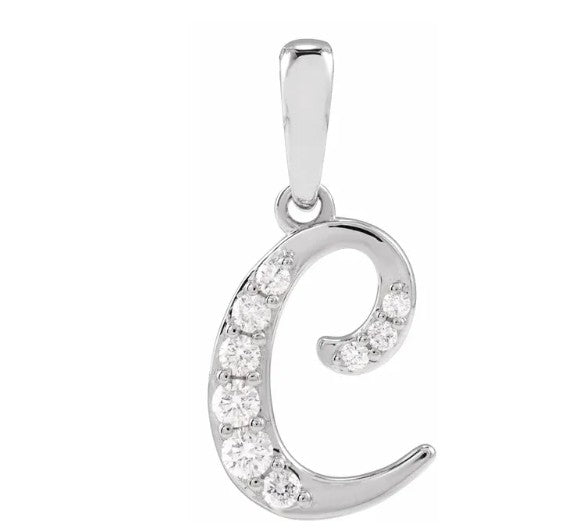 14K Gold Diamond Uppercase Initial Pendant Necklace