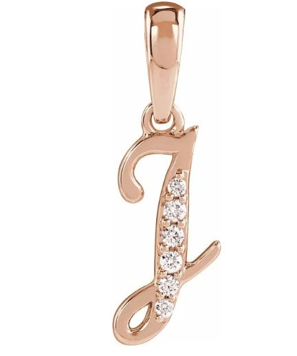 14K Gold Diamond Uppercase Initial Pendant Necklace