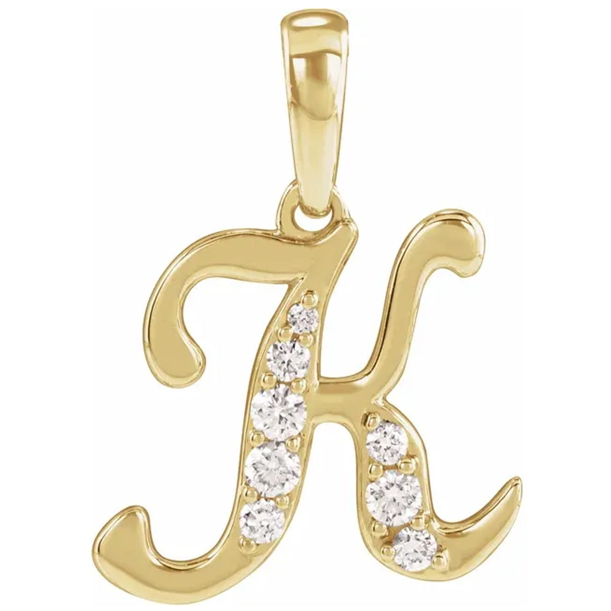 14K Gold Diamond Uppercase Initial Pendant Necklace