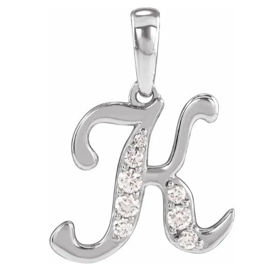 14K Gold Diamond Uppercase Initial Pendant Necklace