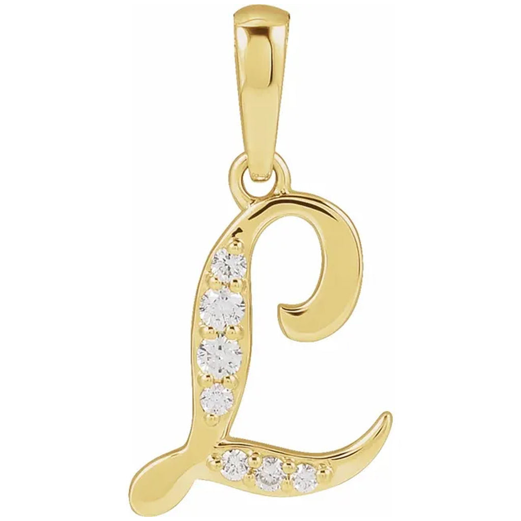 14K Gold Diamond Uppercase Initial Pendant Necklace