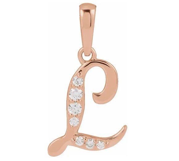 14K Gold Diamond Uppercase Initial Pendant Necklace