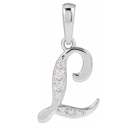 14K Gold Diamond Uppercase Initial Pendant Necklace