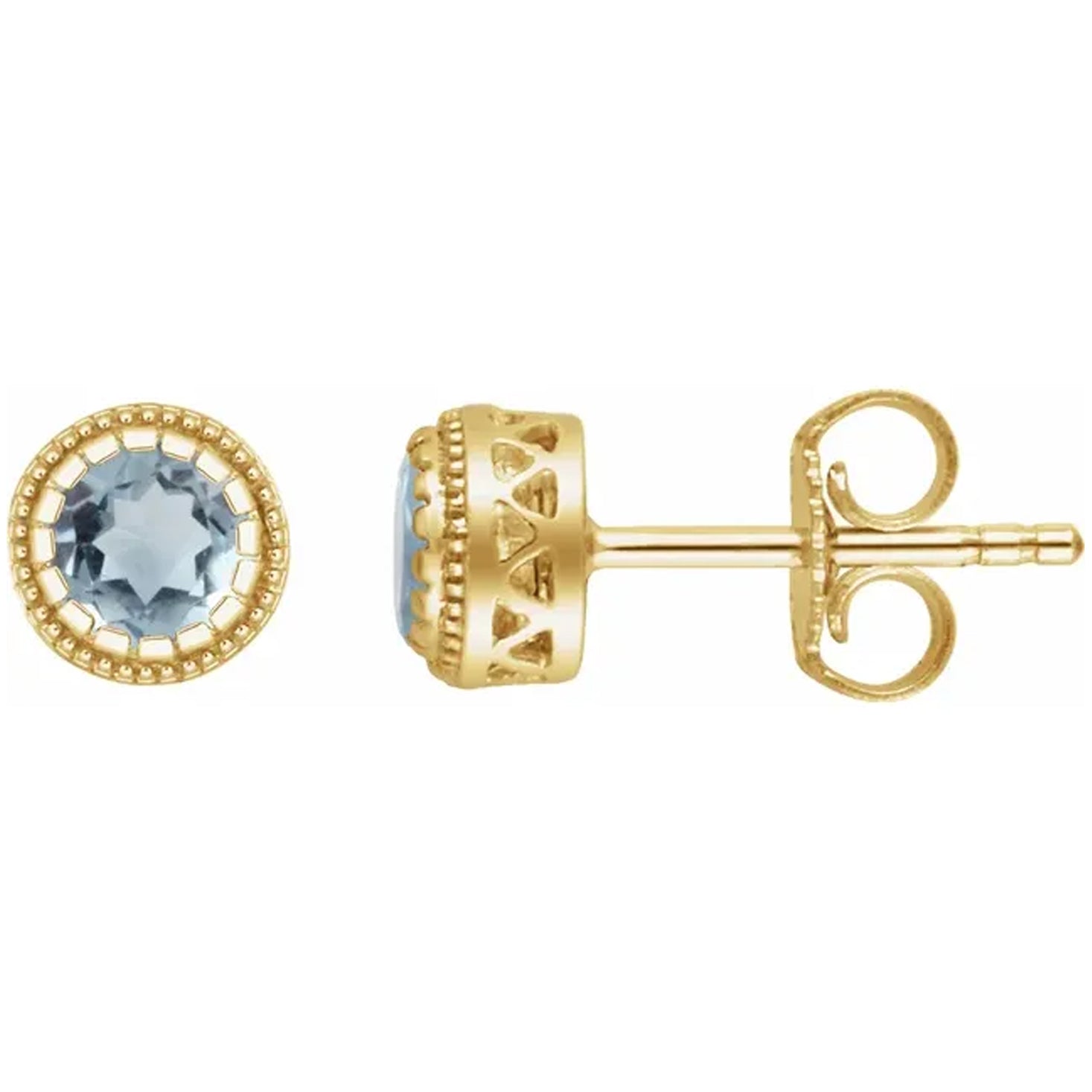 14K Gold Birthstone Stud Earrings