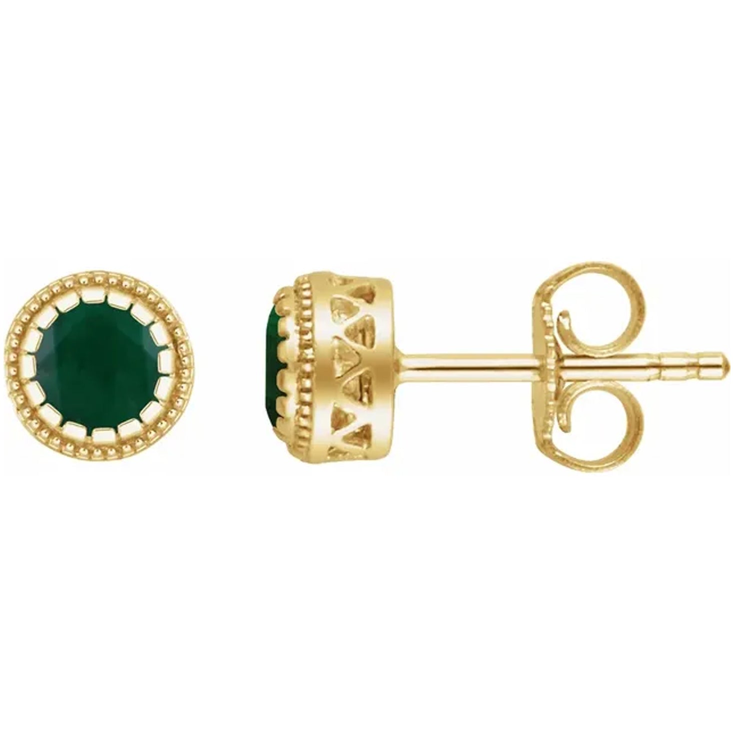 14K Gold Birthstone Stud Earrings