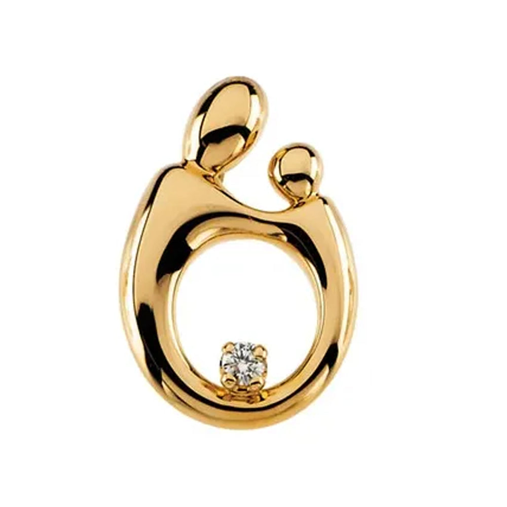 14K Yellow Gold .05 CT Natural Diamond Mother and Child® Slide Diamond Pendant