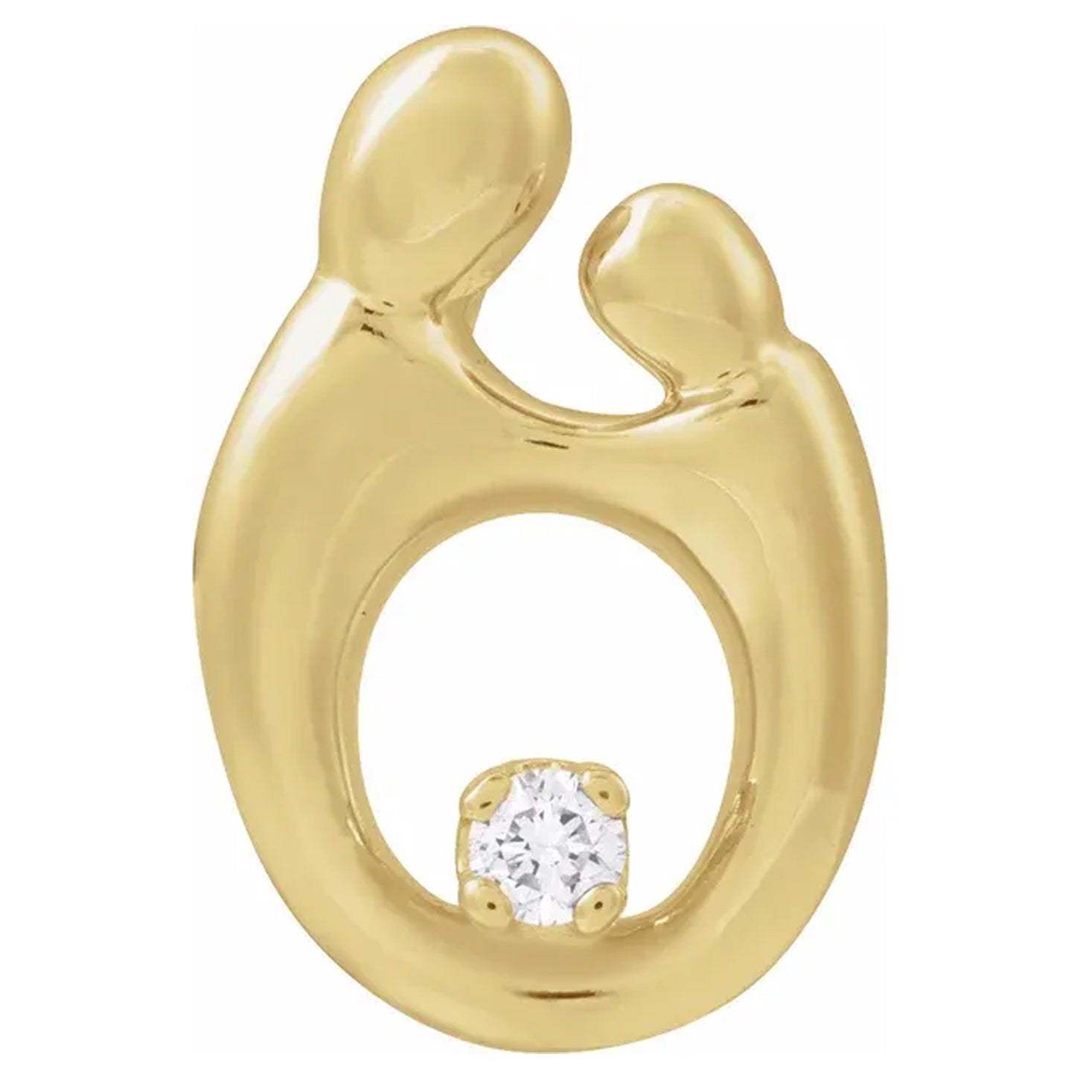 14K Yellow Gold .05 CT Natural Diamond Mother and Child® Slide Diamond Pendant