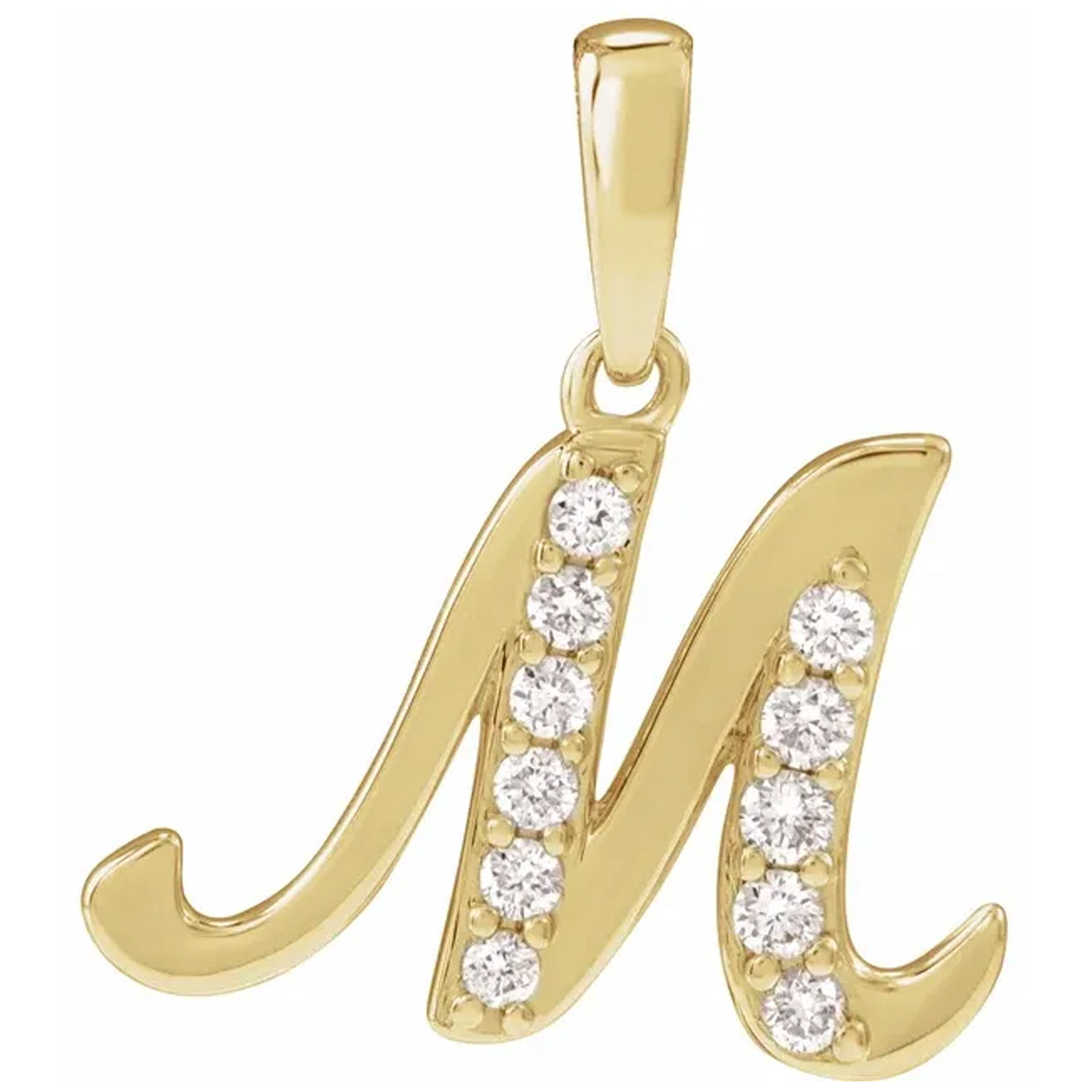 14K Gold Diamond Uppercase Initial Pendant Necklace