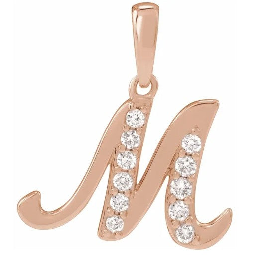14K Gold Diamond Uppercase Initial Pendant Necklace