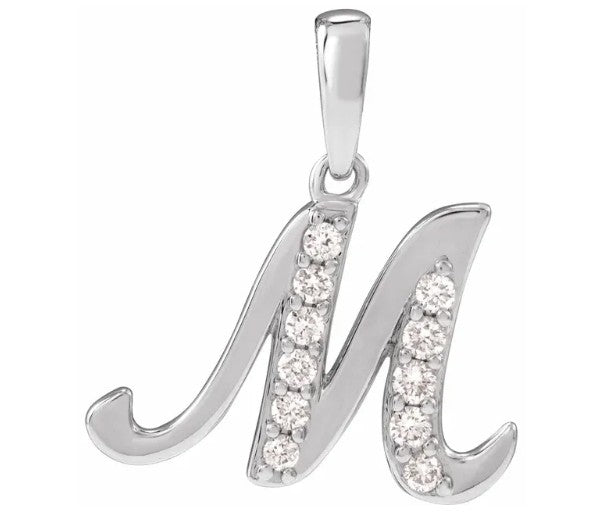 14K Gold Diamond Uppercase Initial Pendant Necklace
