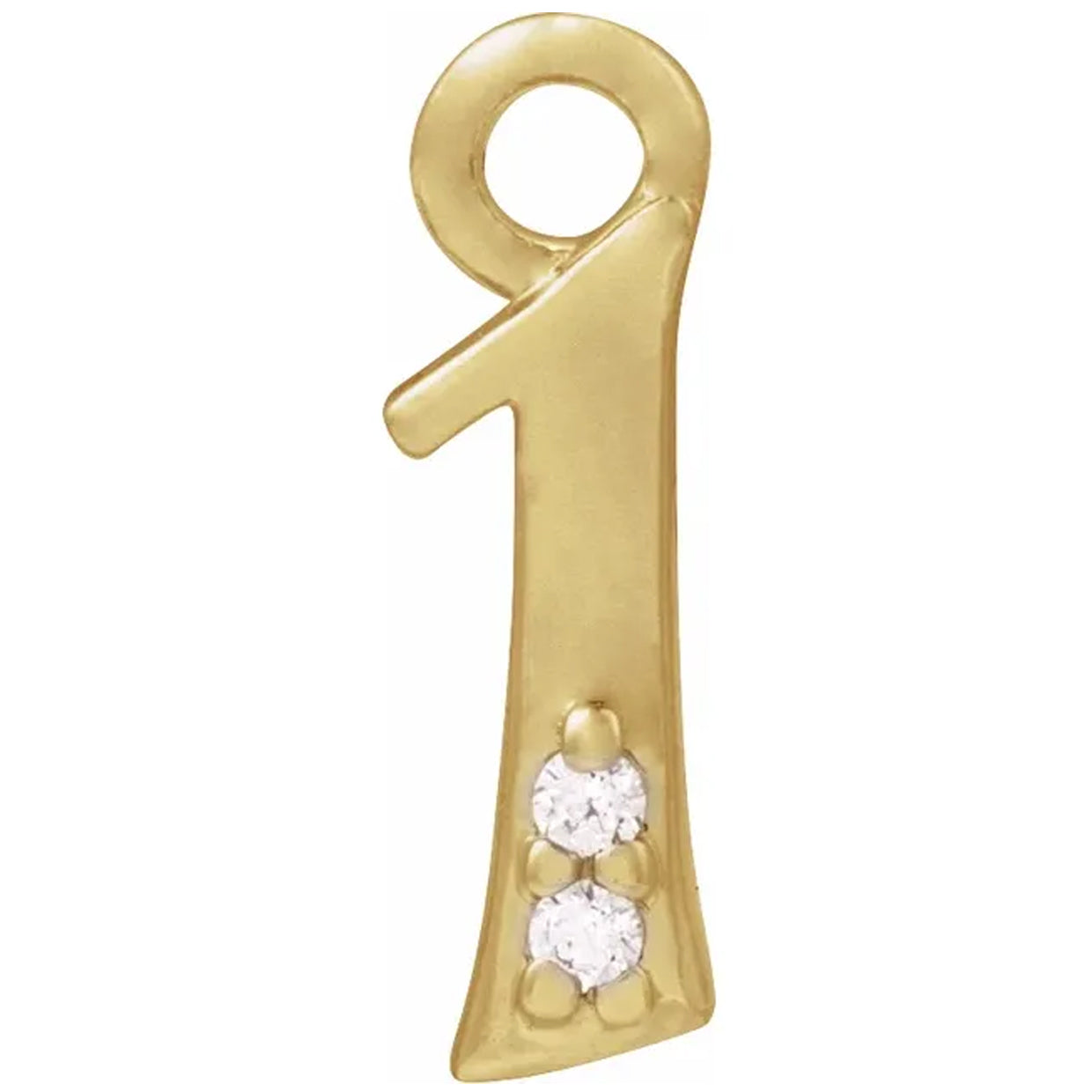 14K Gold .01 CTW Natural Diamond Numeral Dangle Charm