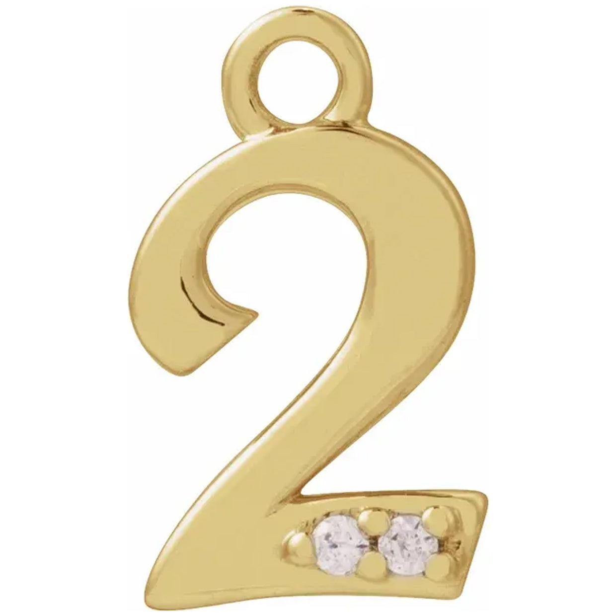14K Gold .01 CTW Natural Diamond Numeral Dangle Charm